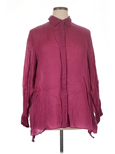 Pre-owned Lafayette 148 Long Sleeve Blouse In Burgundy