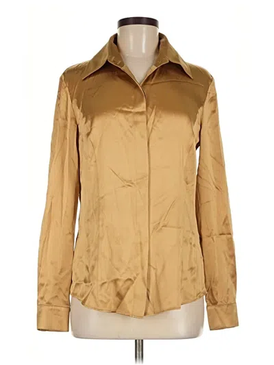 Pre-owned Lafayette 148 Long Sleeve Blouse In Gold