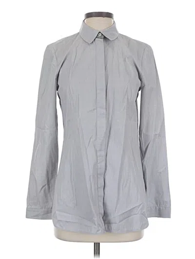 Pre-owned Lafayette 148 Long Sleeve Blouse In Gray