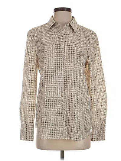 Pre-owned Lafayette 148 Long Sleeve Blouse In Ivory