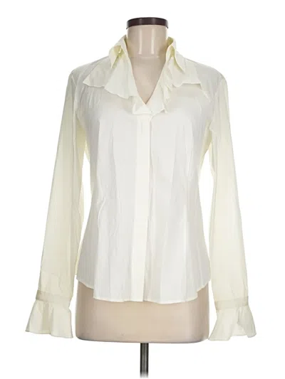 Pre-owned Lafayette 148 Long Sleeve Blouse In Ivory