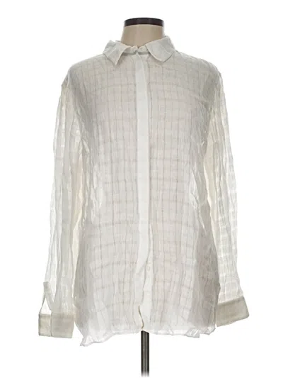 Pre-owned Lafayette 148 Long Sleeve Blouse In Ivory