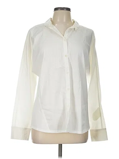 Pre-owned Lafayette 148 Long Sleeve Blouse In Ivory