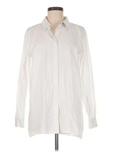 Pre-owned Lafayette 148 Long Sleeve Blouse In Ivory