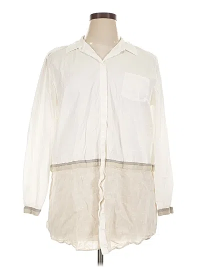 Pre-owned Lafayette 148 Long Sleeve Blouse In Ivory