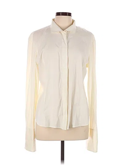 Pre-owned Lafayette 148 Long Sleeve Blouse In Ivory