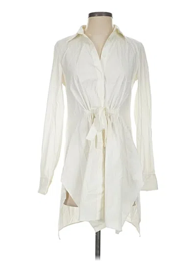 Pre-owned Lafayette 148 Long Sleeve Blouse In Ivory