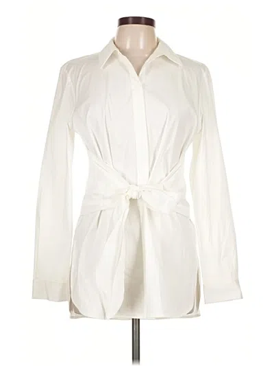Pre-owned Lafayette 148 Long Sleeve Blouse In Ivory