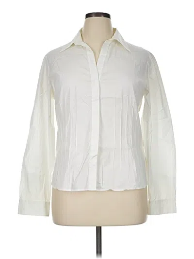 Pre-owned Lafayette 148 Long Sleeve Blouse In Ivory
