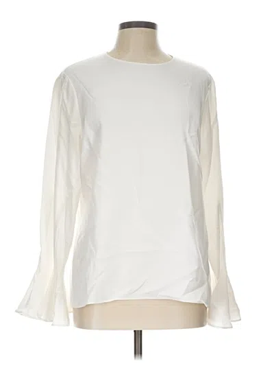 Pre-owned Lafayette 148 Long Sleeve Blouse In Ivory