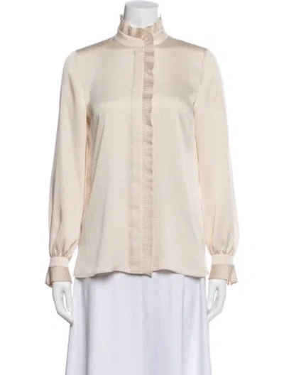 Pre-owned Lafayette 148 Long Sleeve Blouse In Neutral