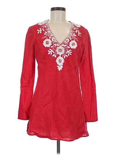 Pre-owned Lafayette 148 Long Sleeve Blouse In Red