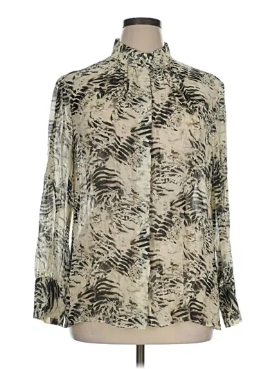 Pre-owned Lafayette 148 Long Sleeve Blouse In Silver
