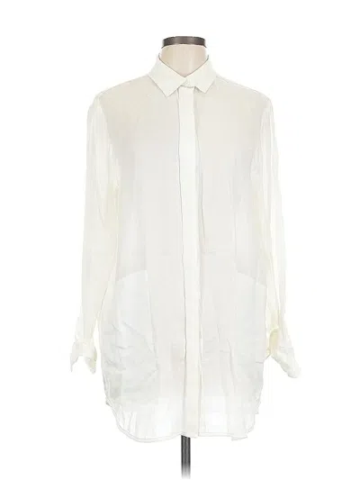 Pre-owned Lafayette 148 Long Sleeve Blouse In White