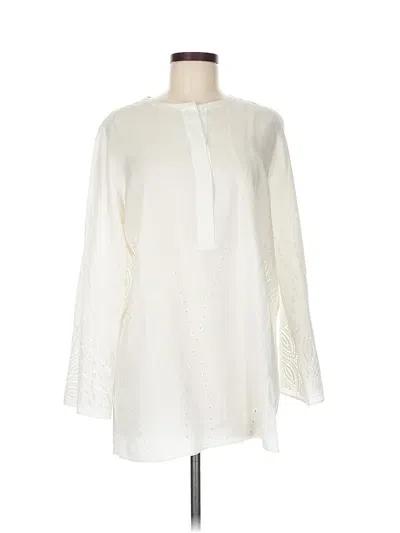 Pre-owned Lafayette 148 Long Sleeve Blouse In White