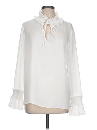 Pre-owned Lafayette 148 Long Sleeve Blouse In White