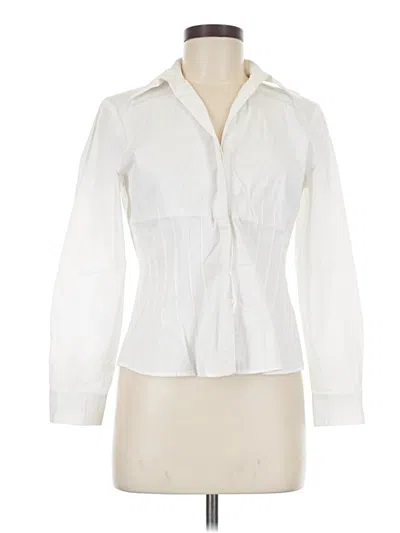 Pre-owned Lafayette 148 Long Sleeve Blouse In White