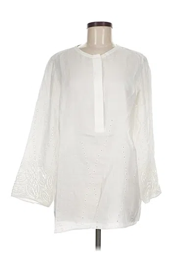 Pre-owned Lafayette 148 Long Sleeve Blouse In White