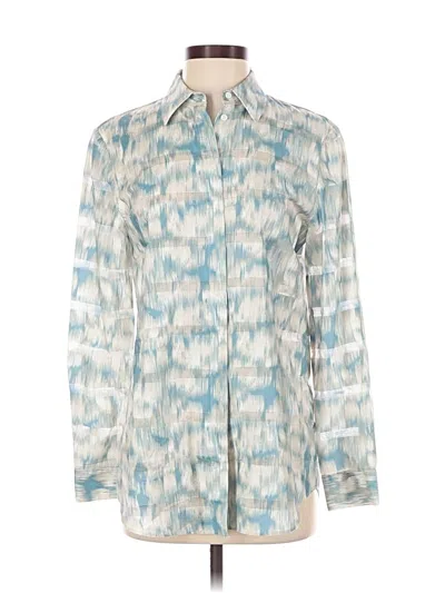 Pre-owned Lafayette 148 Long Sleeve Button Down Shirt In Blue