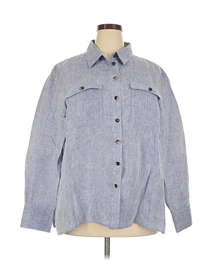 Pre-owned Lafayette 148 Long Sleeve Button Down Shirt In Blue
