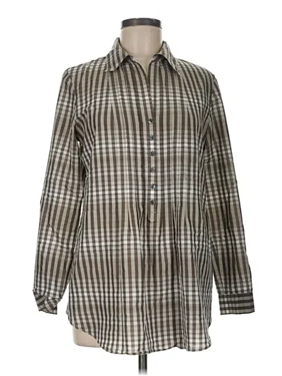 Pre-owned Lafayette 148 Long Sleeve Button Down Shirt In Brown
