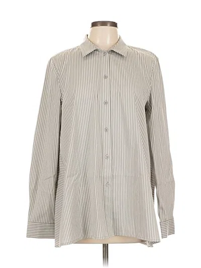 Pre-owned Lafayette 148 Long Sleeve Button Down Shirt In Gray