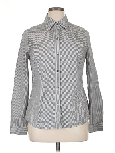 Pre-owned Lafayette 148 Long Sleeve Button Down Shirt In Gray