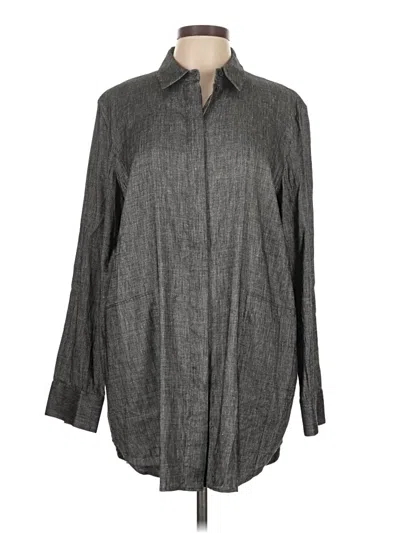 Pre-owned Lafayette 148 Long Sleeve Button Down Shirt In Gray