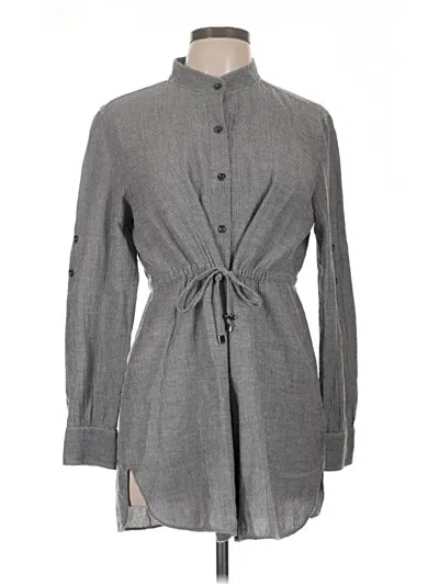 Pre-owned Lafayette 148 Long Sleeve Button Down Shirt In Gray