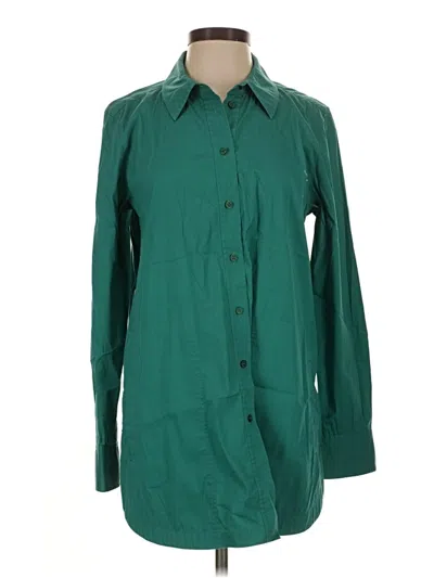 Pre-owned Lafayette 148 Long Sleeve Button Down Shirt In Green