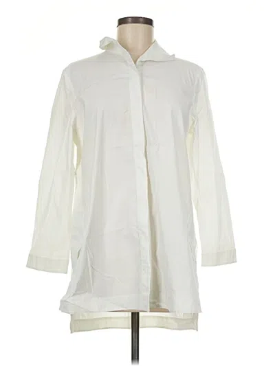 Pre-owned Lafayette 148 Long Sleeve Button Down Shirt In Ivory