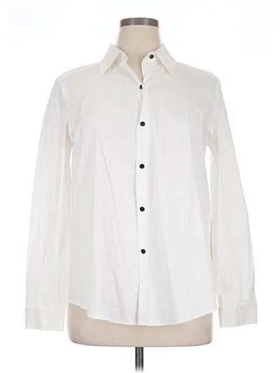 Pre-owned Lafayette 148 Long Sleeve Button Down Shirt In Ivory