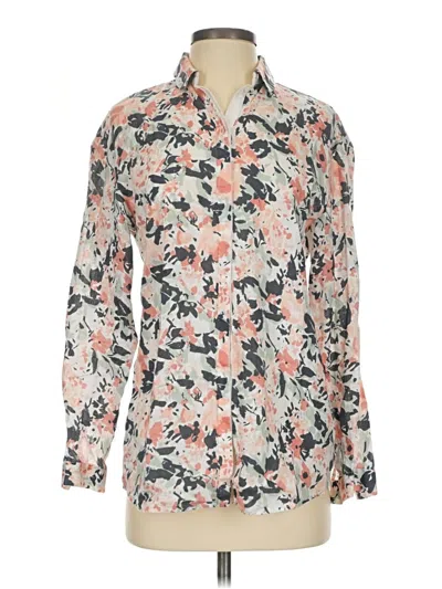 Pre-owned Lafayette 148 Long Sleeve Button Down Shirt In Ivory