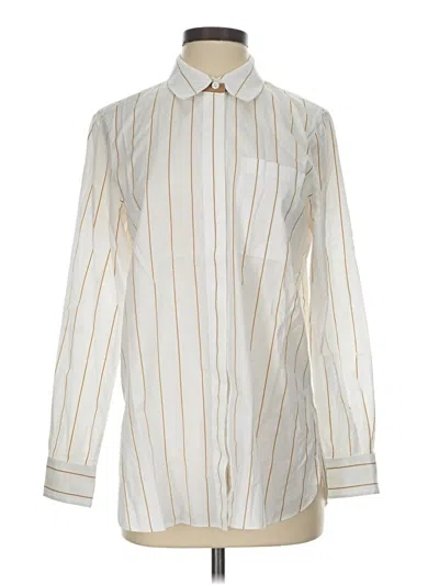 Pre-owned Lafayette 148 Long Sleeve Button Down Shirt In Ivory