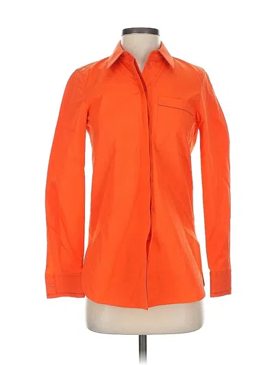 Pre-owned Lafayette 148 Long Sleeve Button Down Shirt In Orange