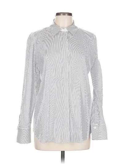 Pre-owned Lafayette 148 Long Sleeve Button Down Shirt In Silver