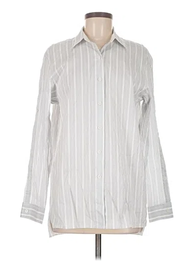 Pre-owned Lafayette 148 Long Sleeve Button Down Shirt In Silver