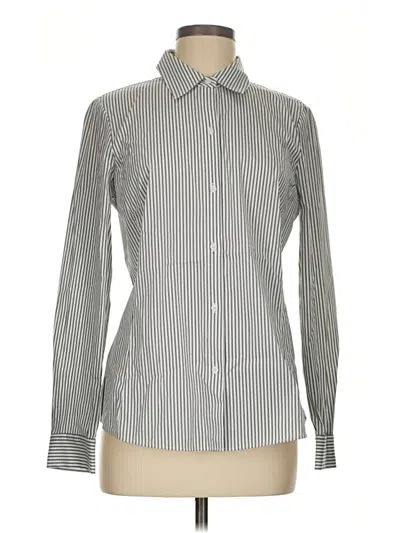 Pre-owned Lafayette 148 Long Sleeve Button Down Shirt In Silver