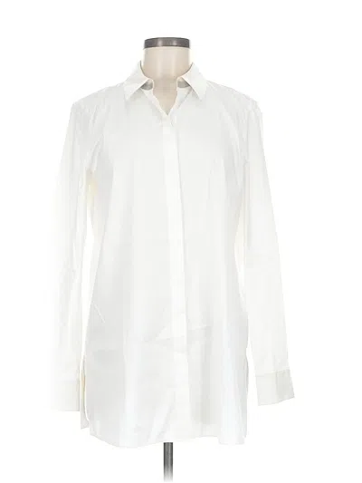 Pre-owned Lafayette 148 Long Sleeve Button Down Shirt In White