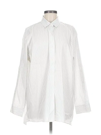 Pre-owned Lafayette 148 Long Sleeve Button Down Shirt In White