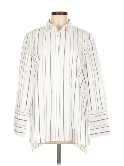 Pre-owned Lafayette 148 Long Sleeve Button Down Shirt In White