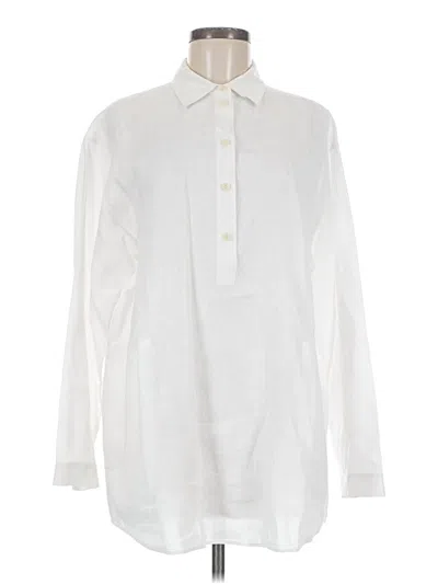 Pre-owned Lafayette 148 Long Sleeve Button Down Shirt In White