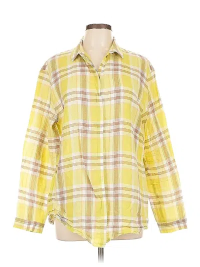 Pre-owned Lafayette 148 Long Sleeve Button Down Shirt In Yellow