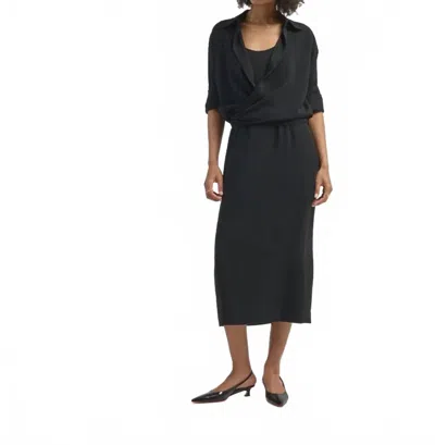 Lafayette 148 Long Sleeve Convertible Maxi Dress In Black