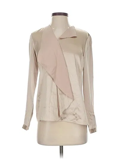 Pre-owned Lafayette 148 Long Sleeve Silk Top Ivory Cowl Neck Tops In White