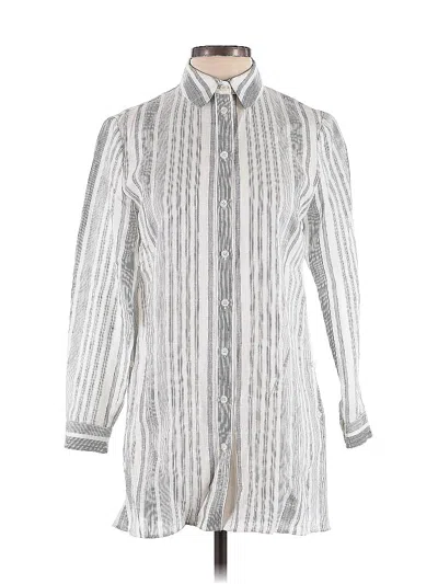 Pre-owned Lafayette 148 Long Sleeve T-shirt In Silver