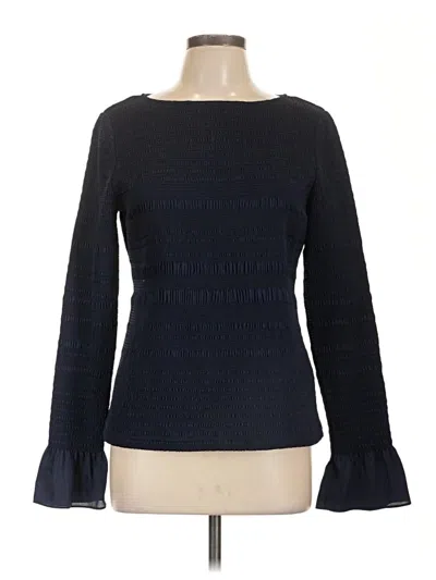 Pre-owned Lafayette 148 Long Sleeve Top Black Boatneck Tops