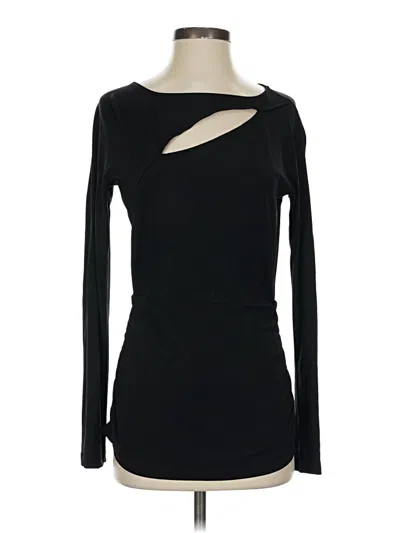 Pre-owned Lafayette 148 Long Sleeve Top Black Keyhole Neckline Tops