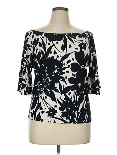 Pre-owned Lafayette 148 Long Sleeve Top Black Strapless Neckline Tops