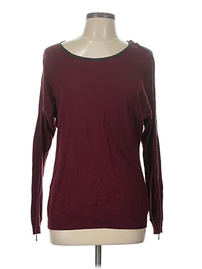Pre-owned Lafayette 148 Long Sleeve Top Burgundy Scoop Neck Tops